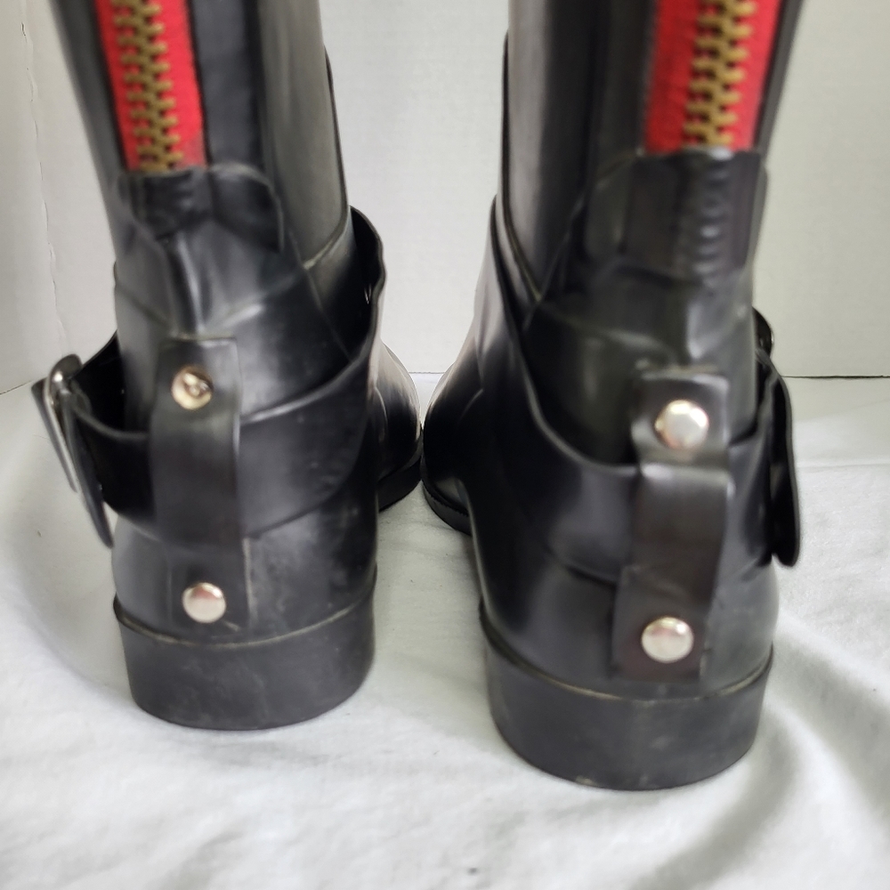 Pajar Moto Style Black Slip On Rain Boots Sz 5½ - Picture 6 of 15